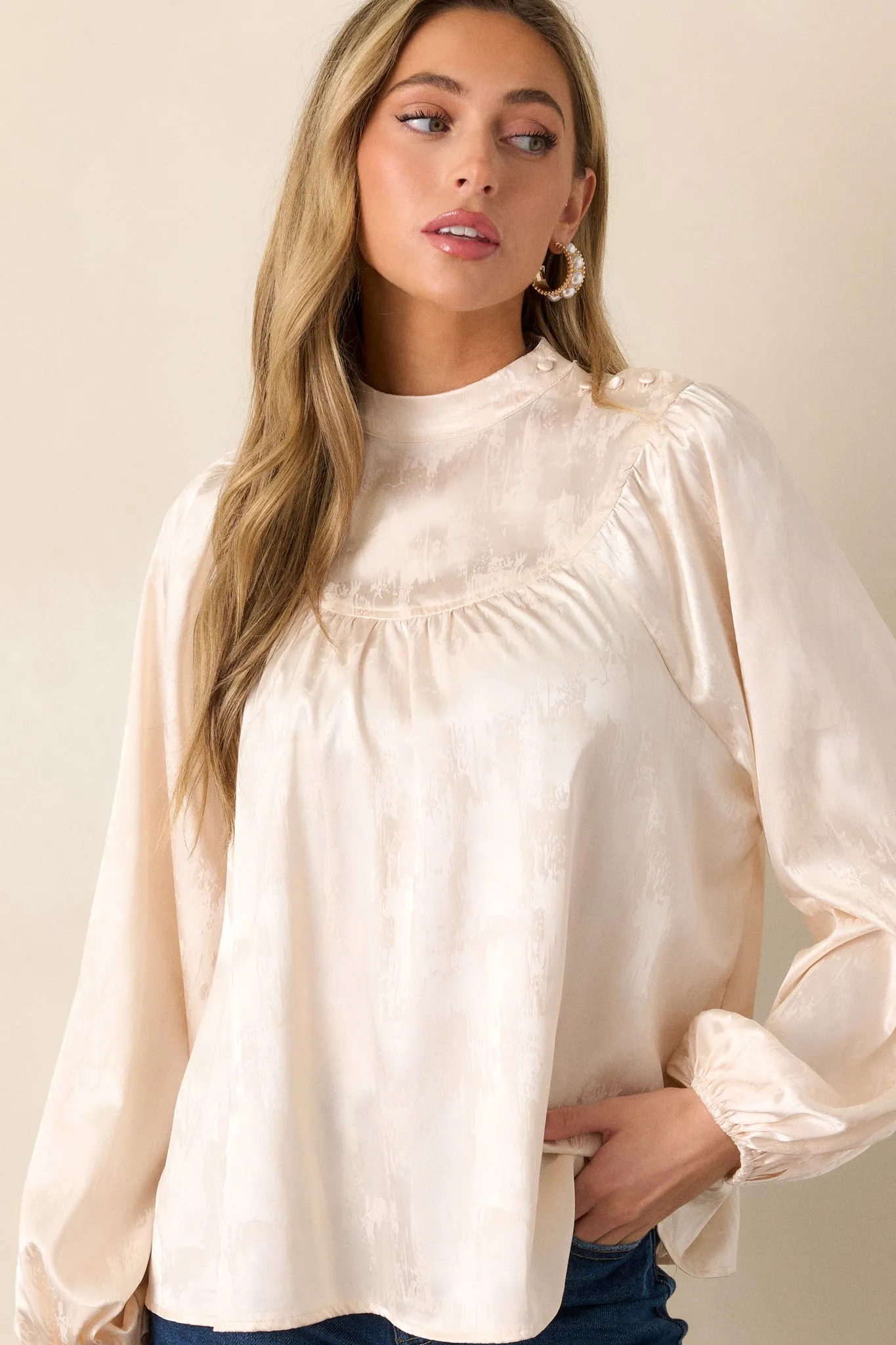 Deserving Praise Ivory Satin Top