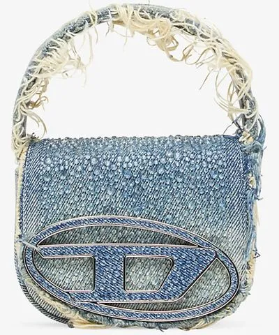 Diesel H8457 1DR XS-Iconic mini crystal-embellished denim bag