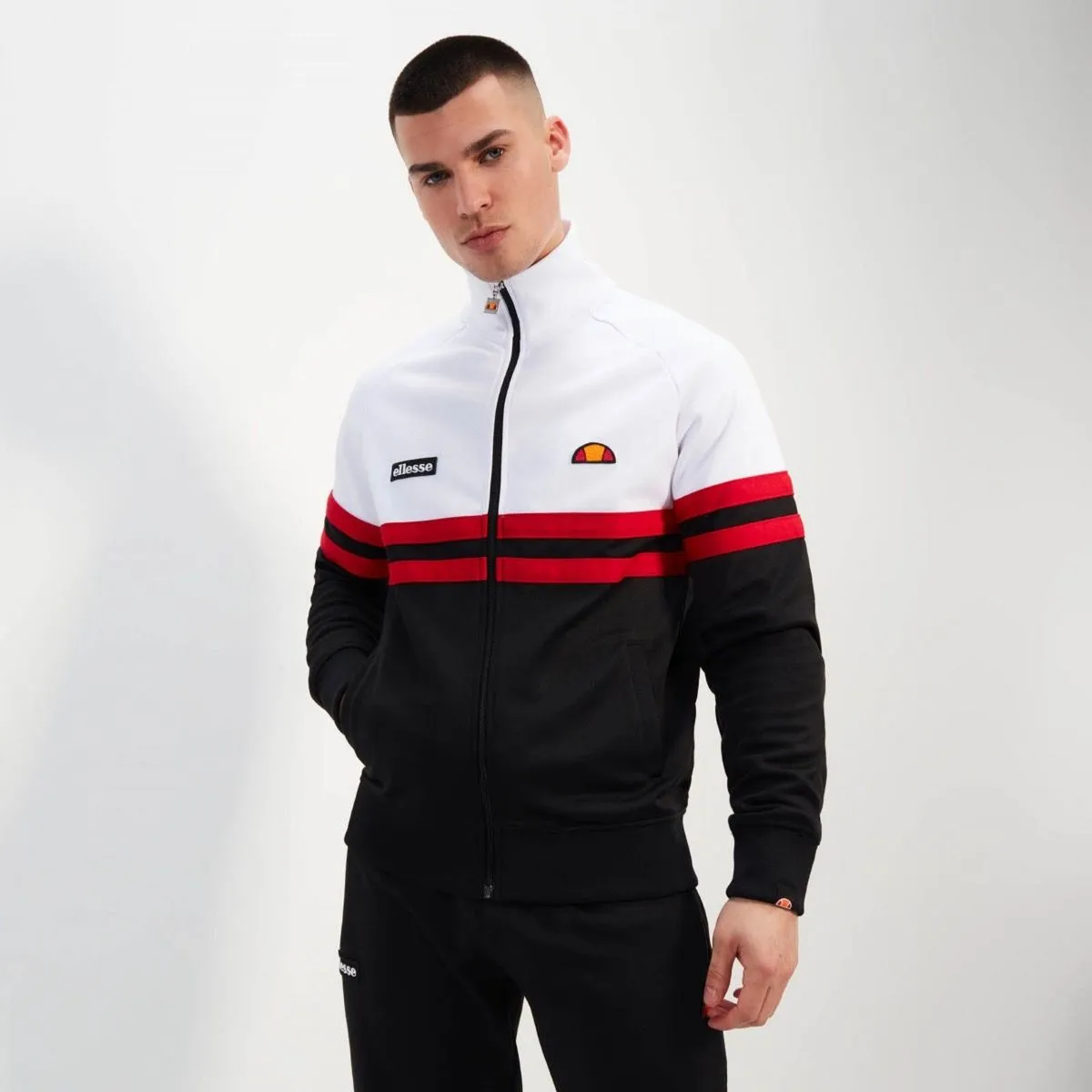 White Black Ellesse Rimini Track Jacket