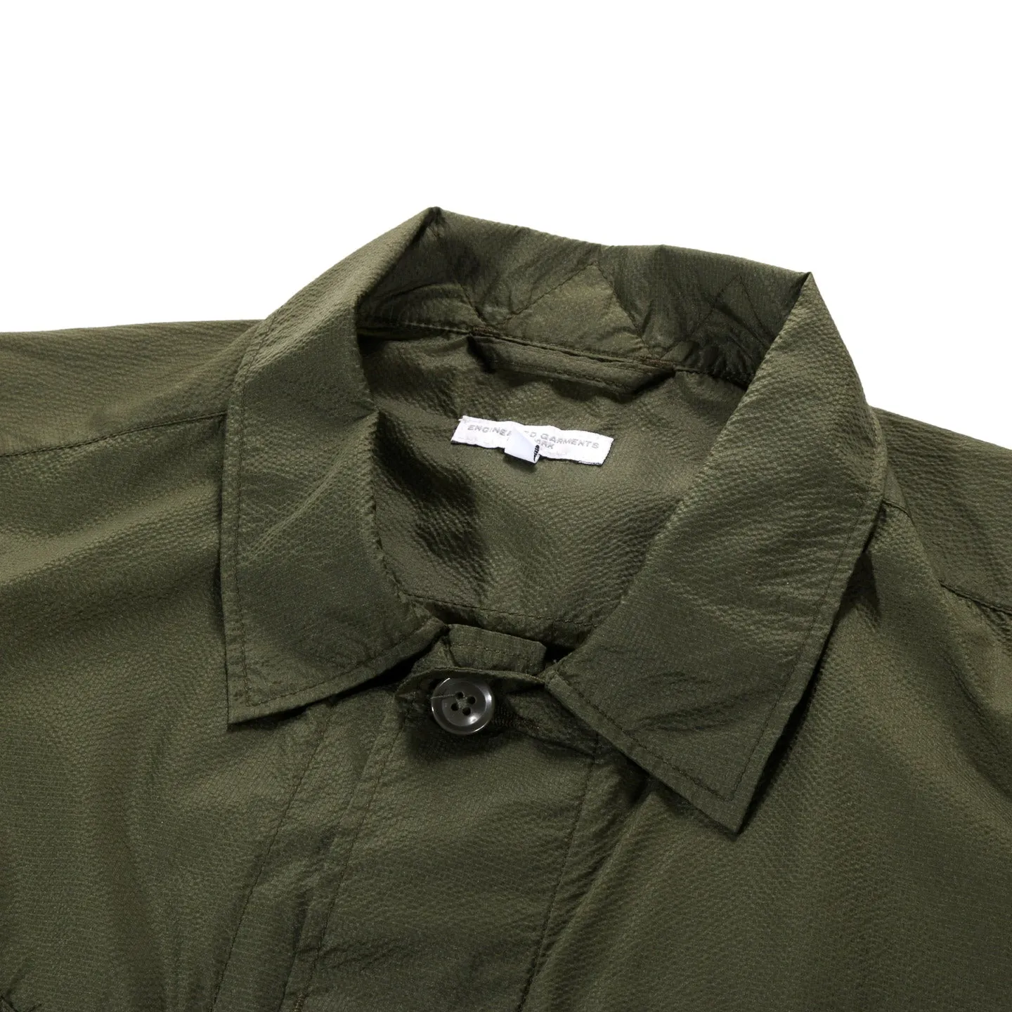 Engineered Garments Olive Nylon Micro Ripstop Jungle Fatigue Jacket.