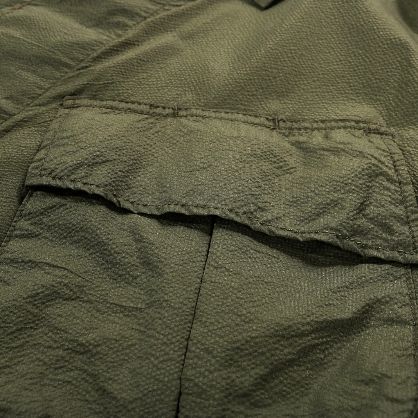 Engineered Garments Olive Nylon Micro Ripstop Jungle Fatigue Jacket.