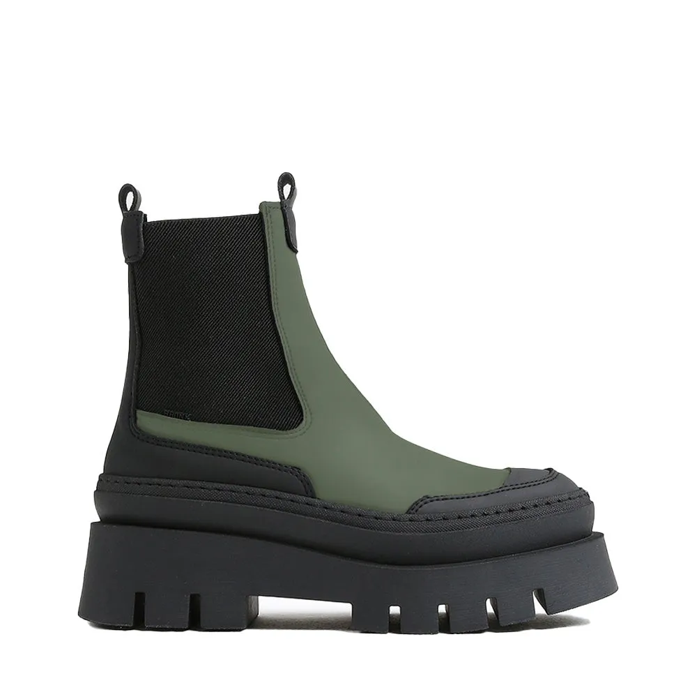 Evi Ann Khaki Black Biker Chelsea Boots can be rewritten as Stylish Khaki Black Biker Chelsea Boots by Evi Ann.