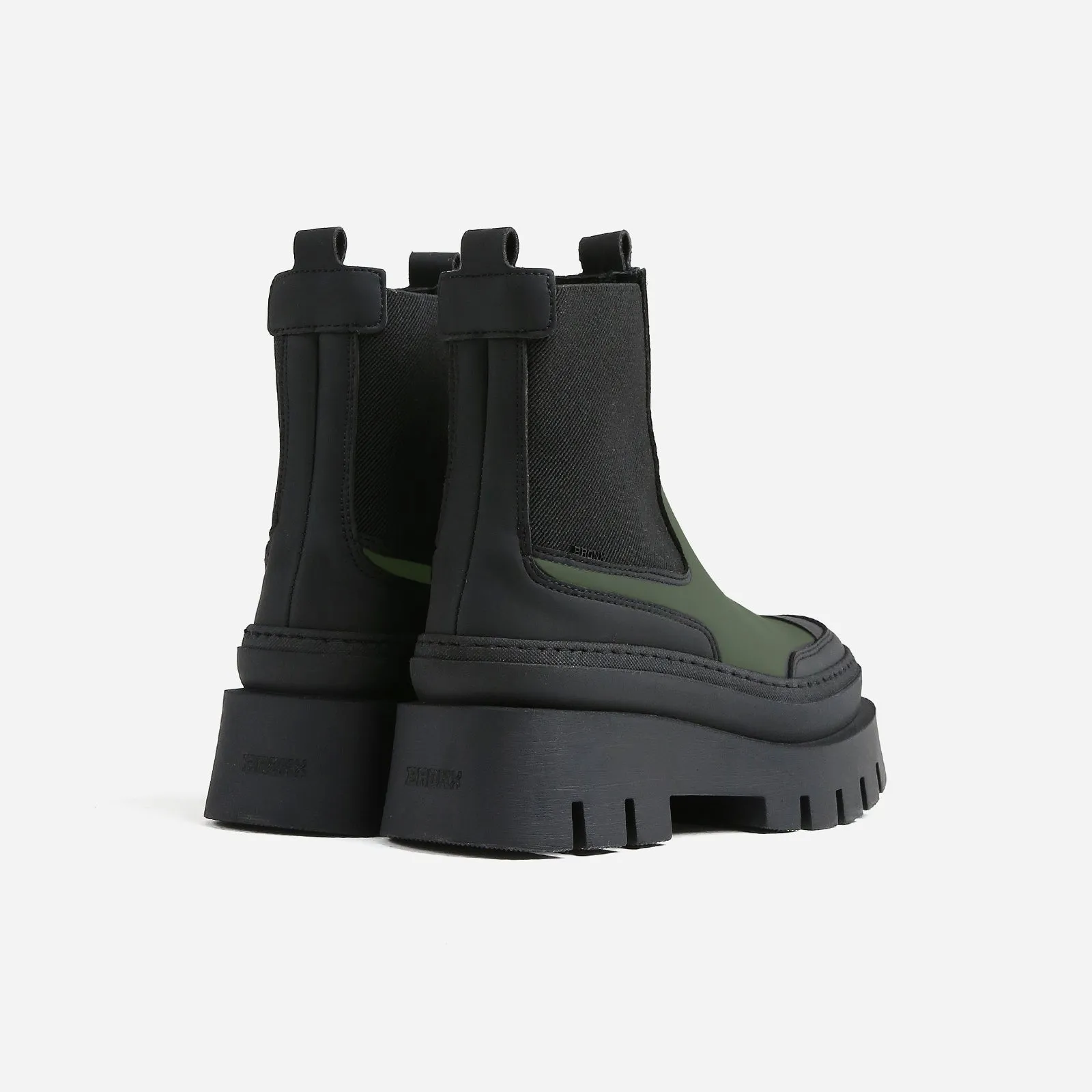 Evi Ann Khaki Black Biker Chelsea Boots can be rewritten as Stylish Khaki Black Biker Chelsea Boots by Evi Ann.