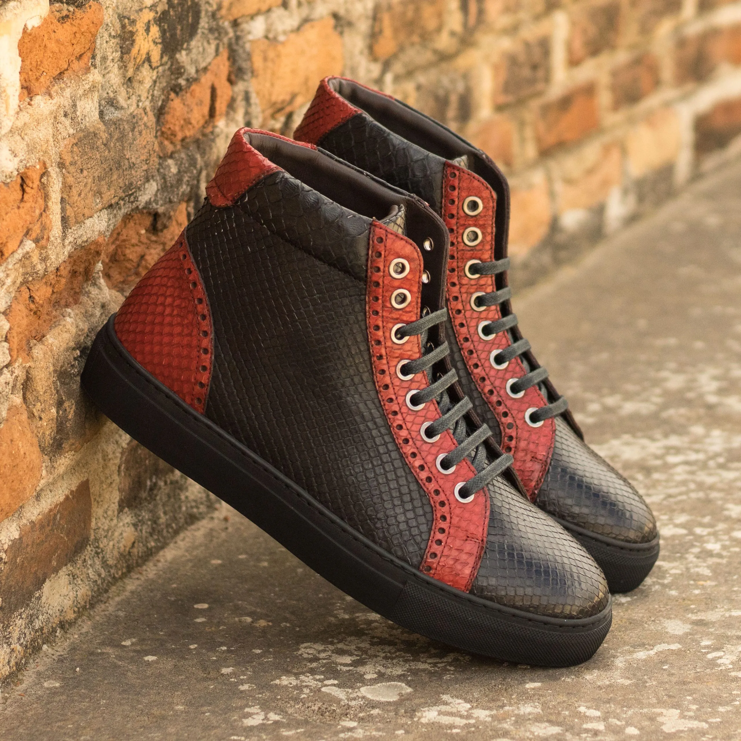 Exotic Leather High Top Sneakers