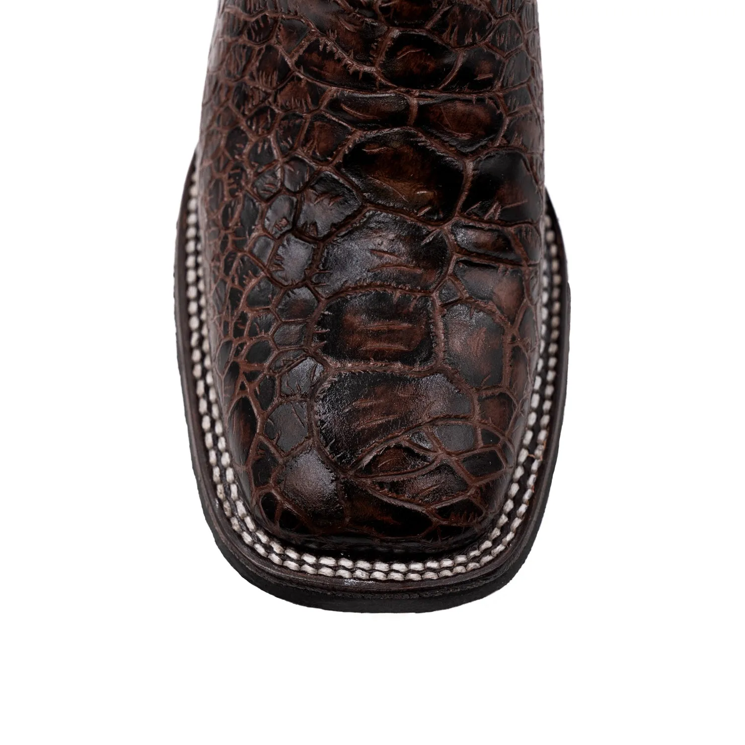 Ferrini Men's Chocolate Leather Turtle Cowboy Boots with S-Toe