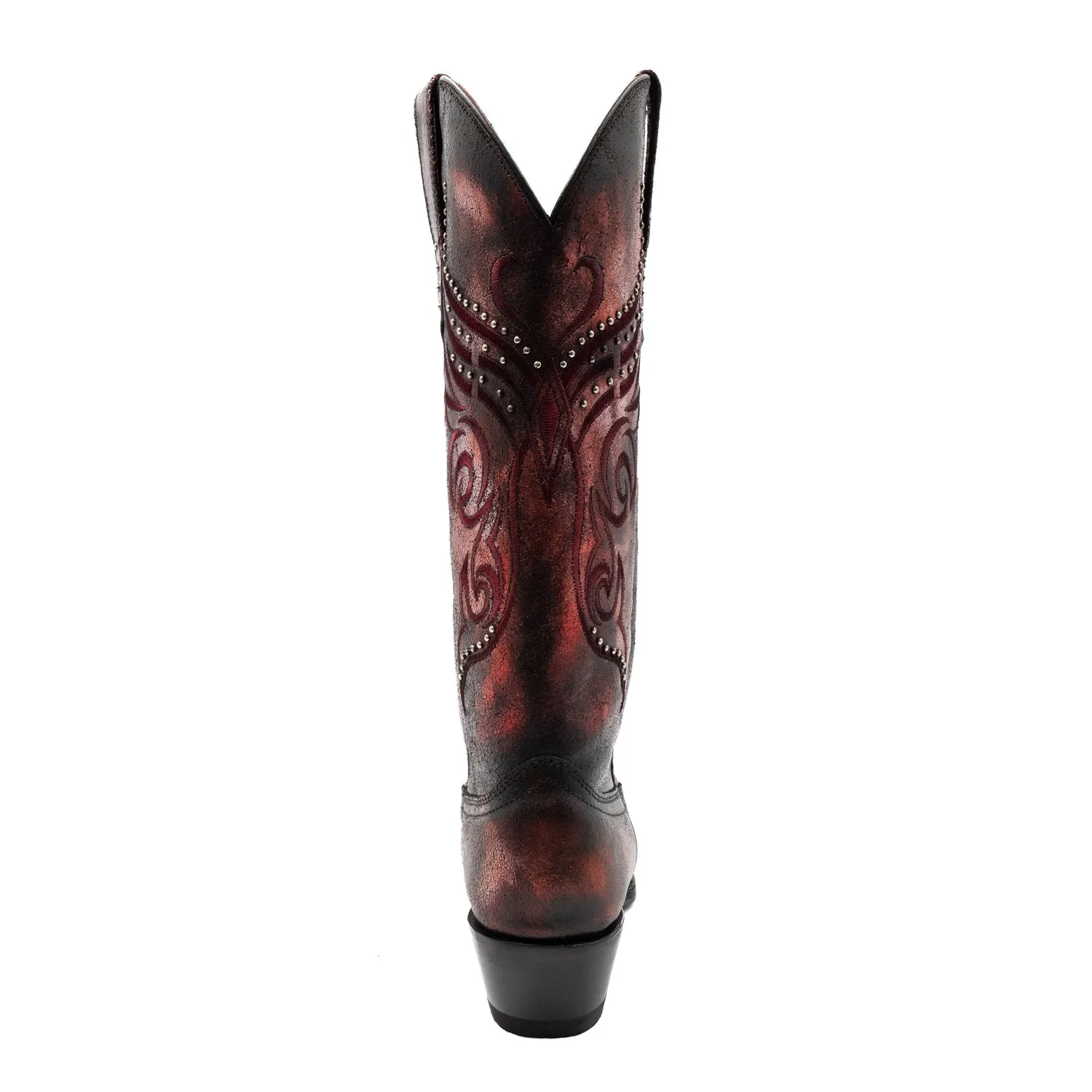 Red Leather Masquerade V-Toe Cowboy Boots for Women by Ferrini.