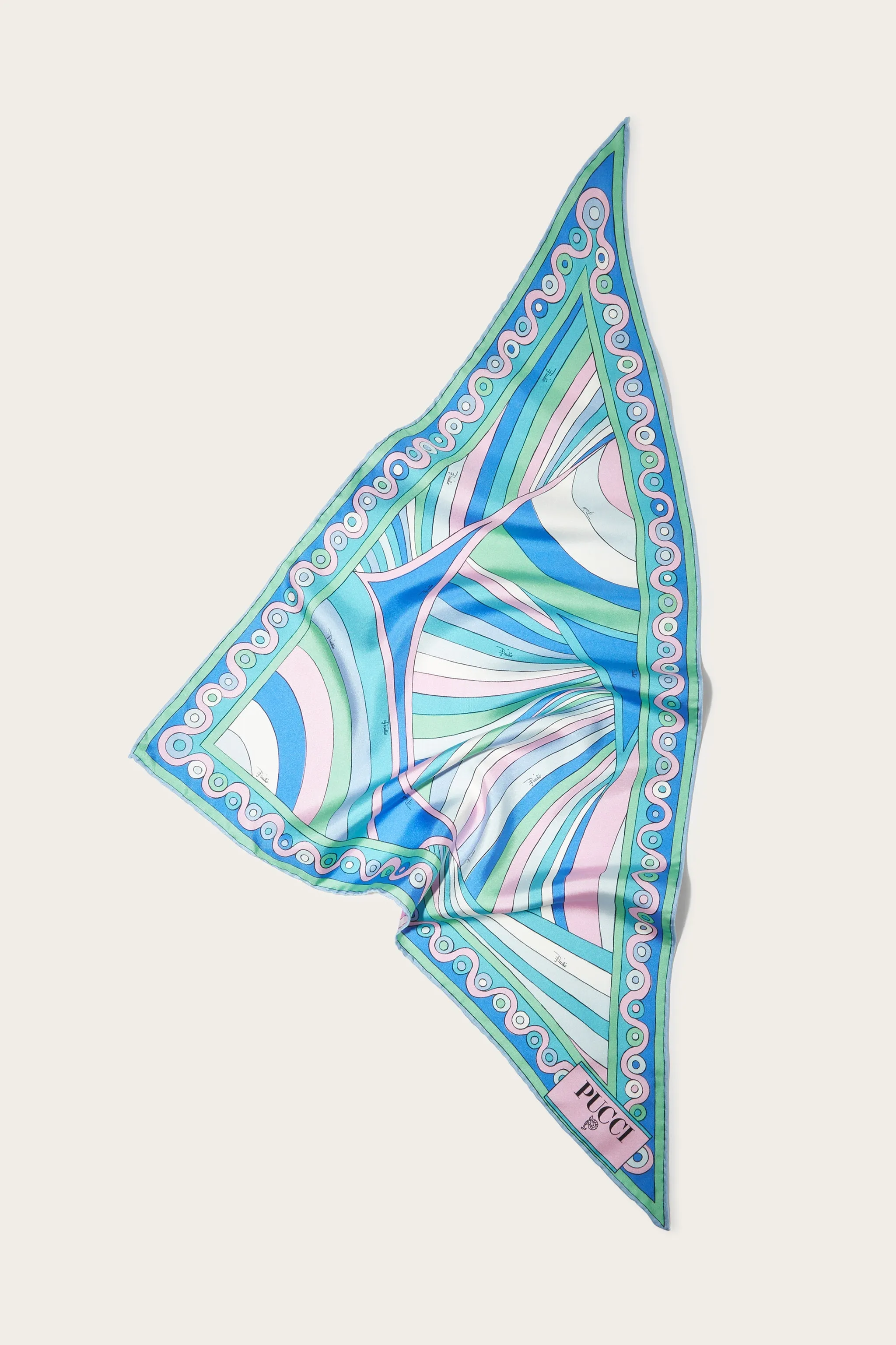 Silk Scarf with Iridescent and Wave Prints