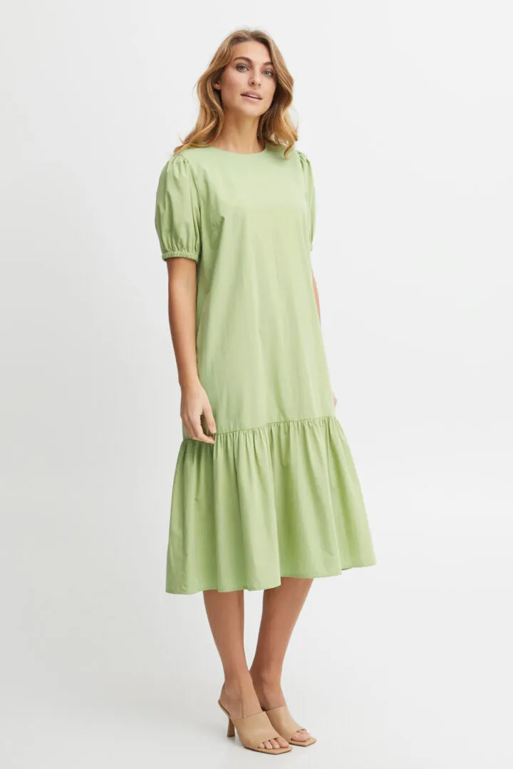 Fransa Forest Shade Green Short Sleeve Midi Dress