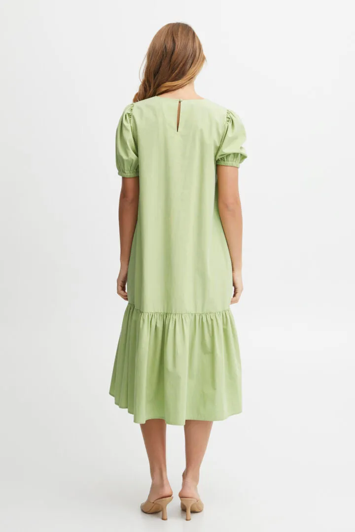 Fransa Forest Shade Green Short Sleeve Midi Dress