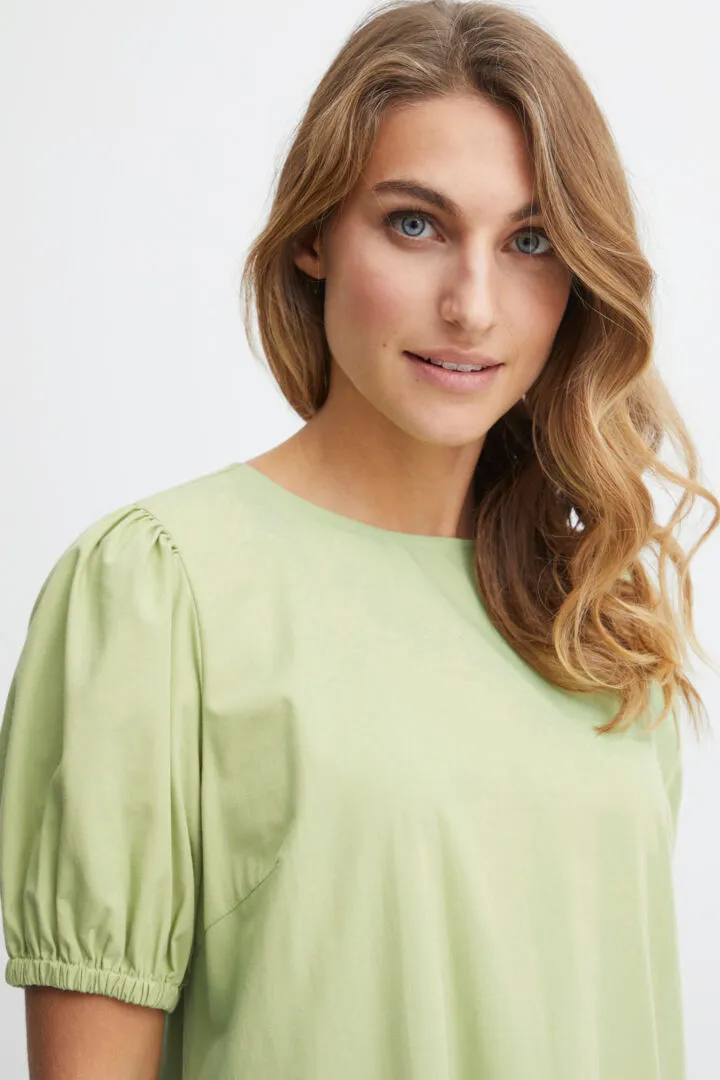 Fransa Forest Shade Green Short Sleeve Midi Dress