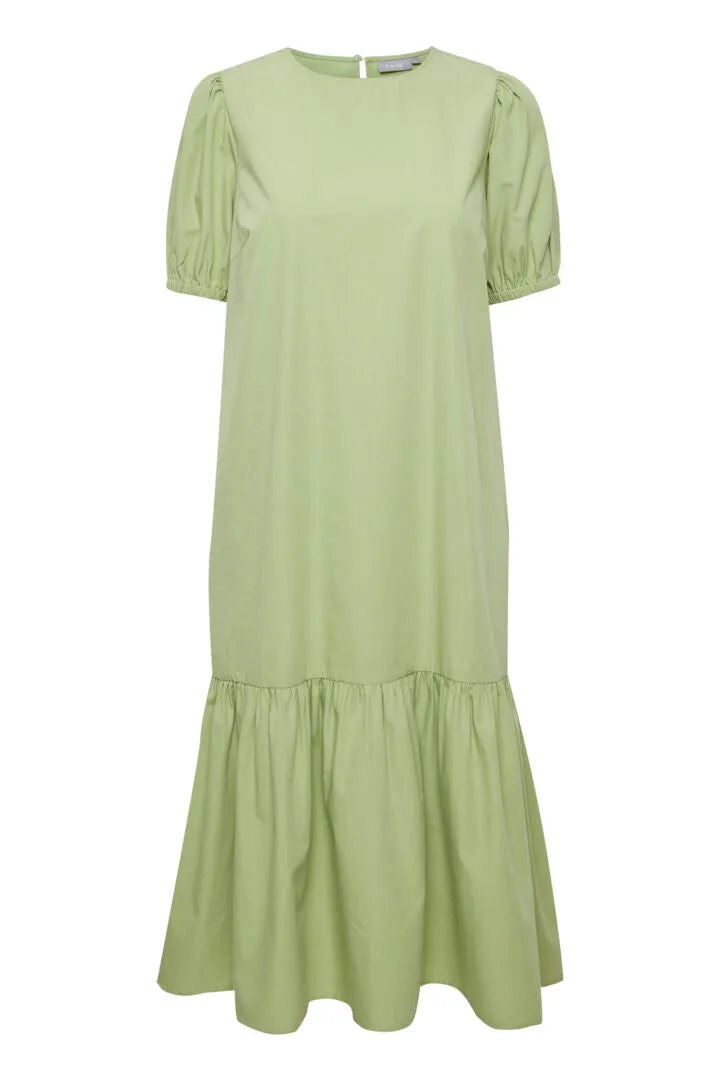 Fransa Forest Shade Green Short Sleeve Midi Dress