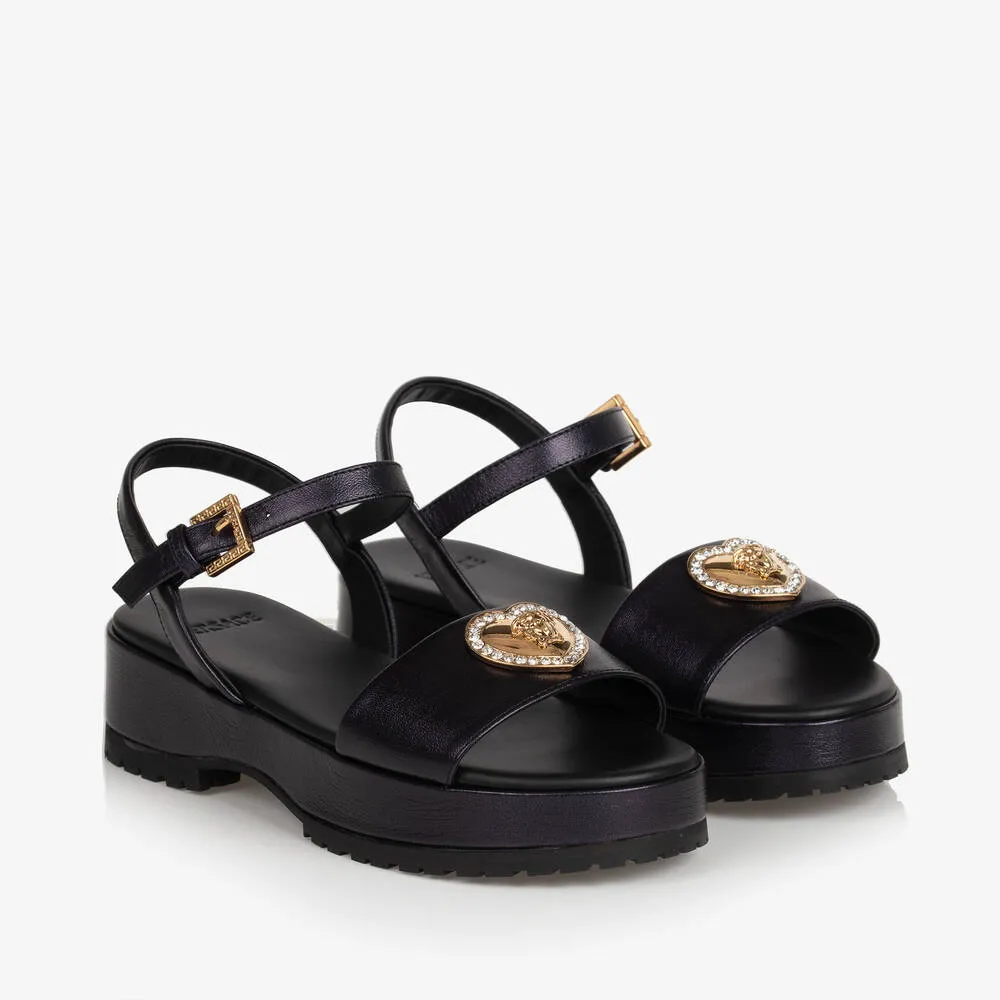 Girls Black Medusa Platform Sandals