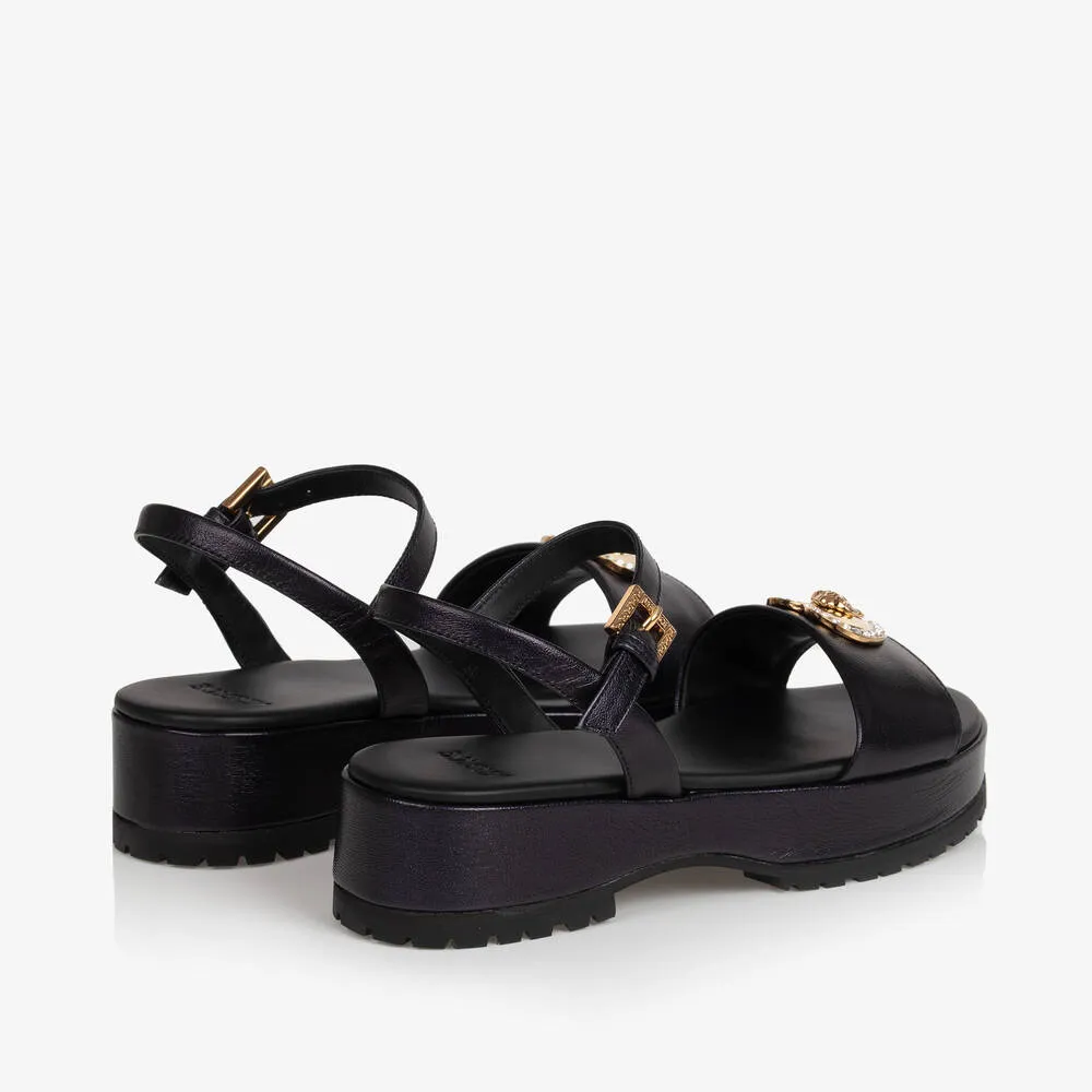 Girls Black Medusa Platform Sandals