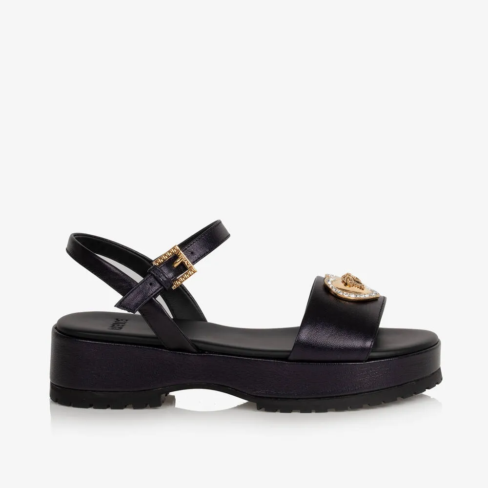 Girls Black Medusa Platform Sandals