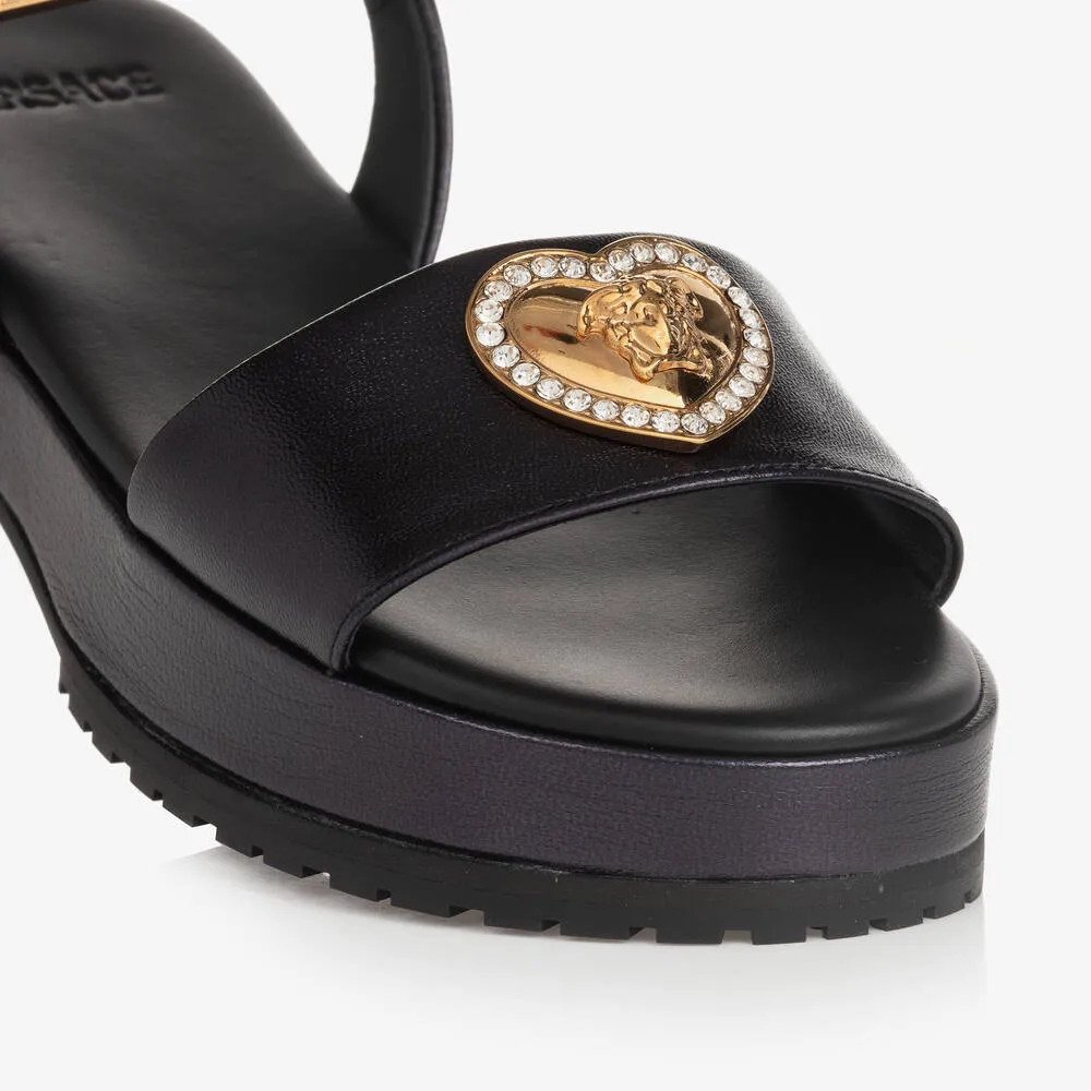 Girls Black Medusa Platform Sandals