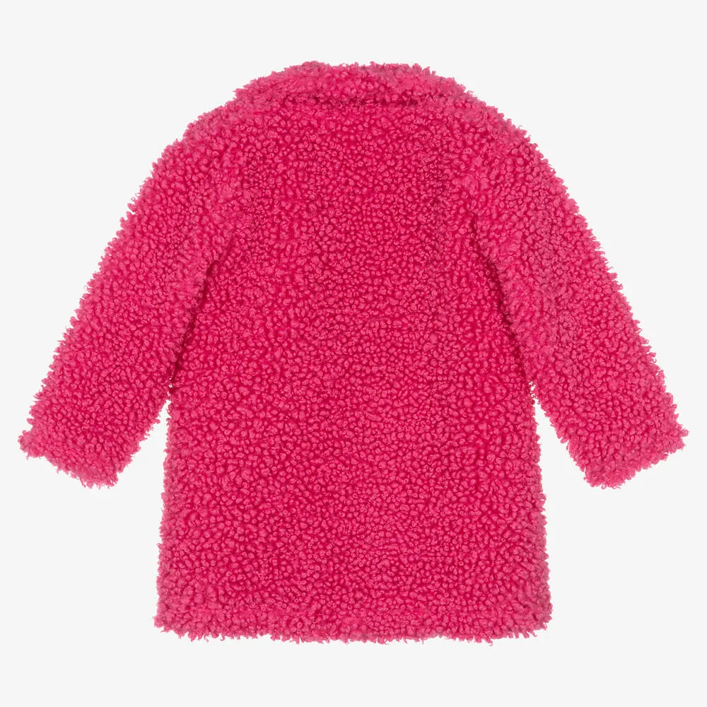 Girls Pink Teddy Fleece Coat - Girls Pink Teddy Jacket