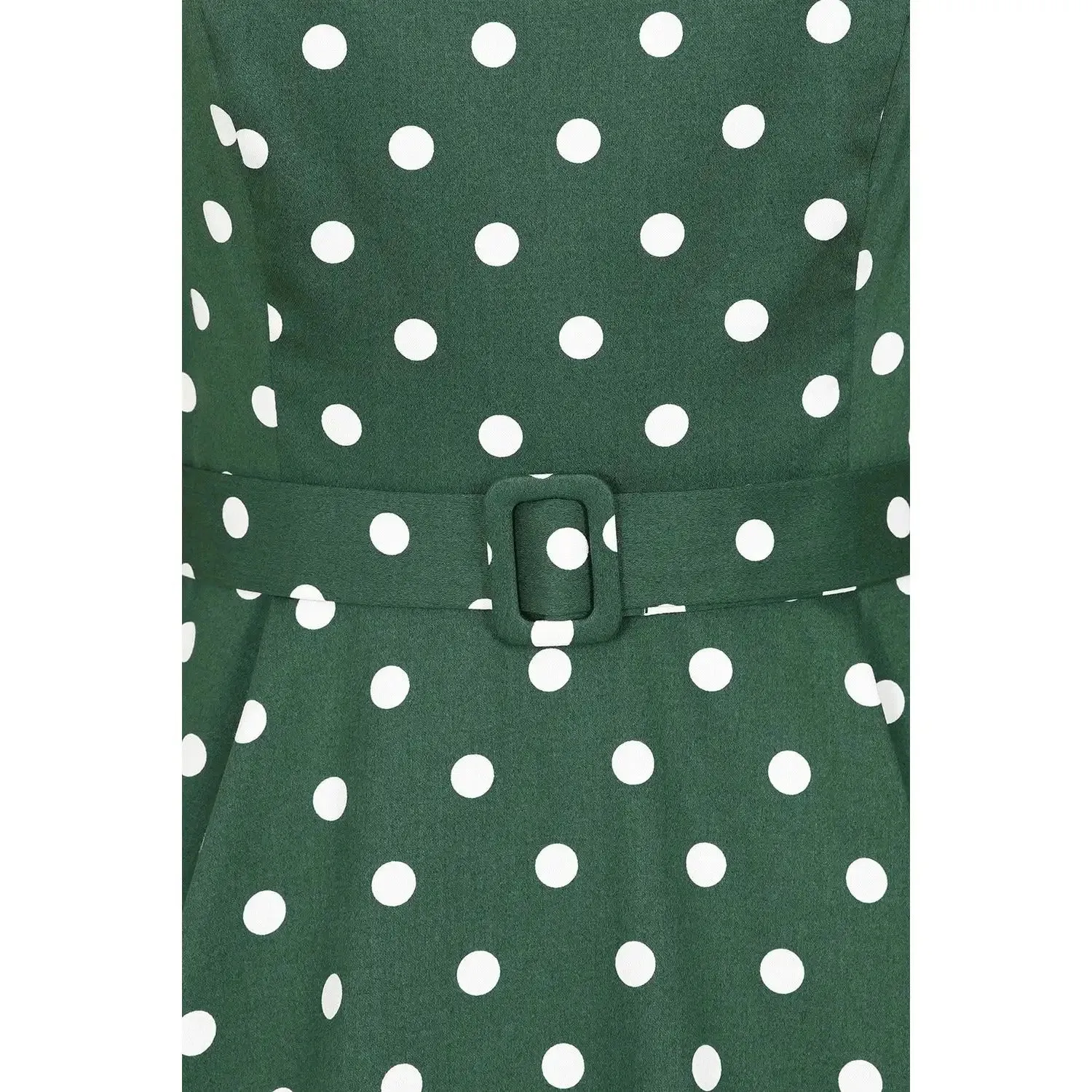 Green And White Polka Dot Vintage 50s 3/4 Sleeve Swing Dress By