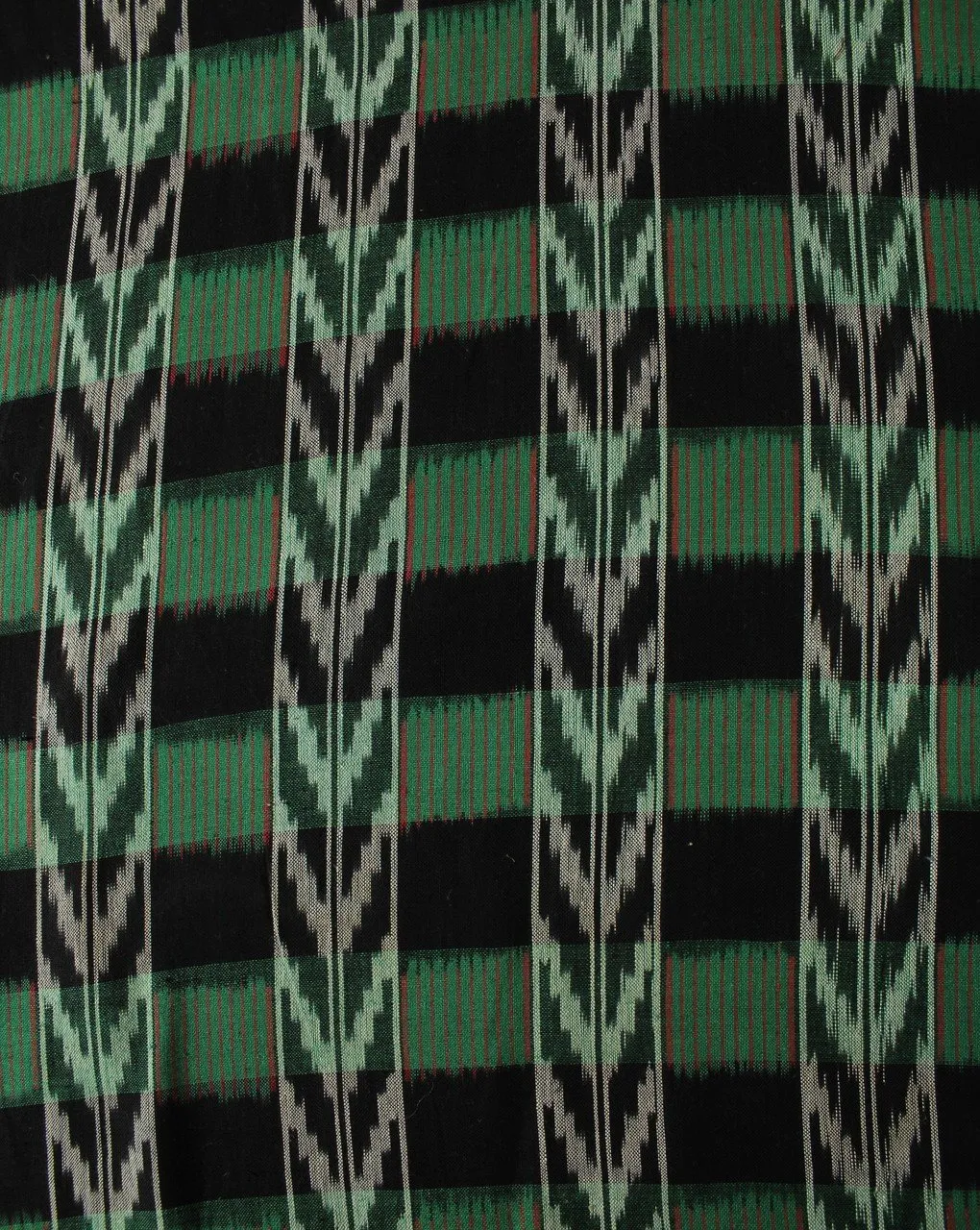 Green Black Abstract Cotton Ikat Fabric - Shop Now