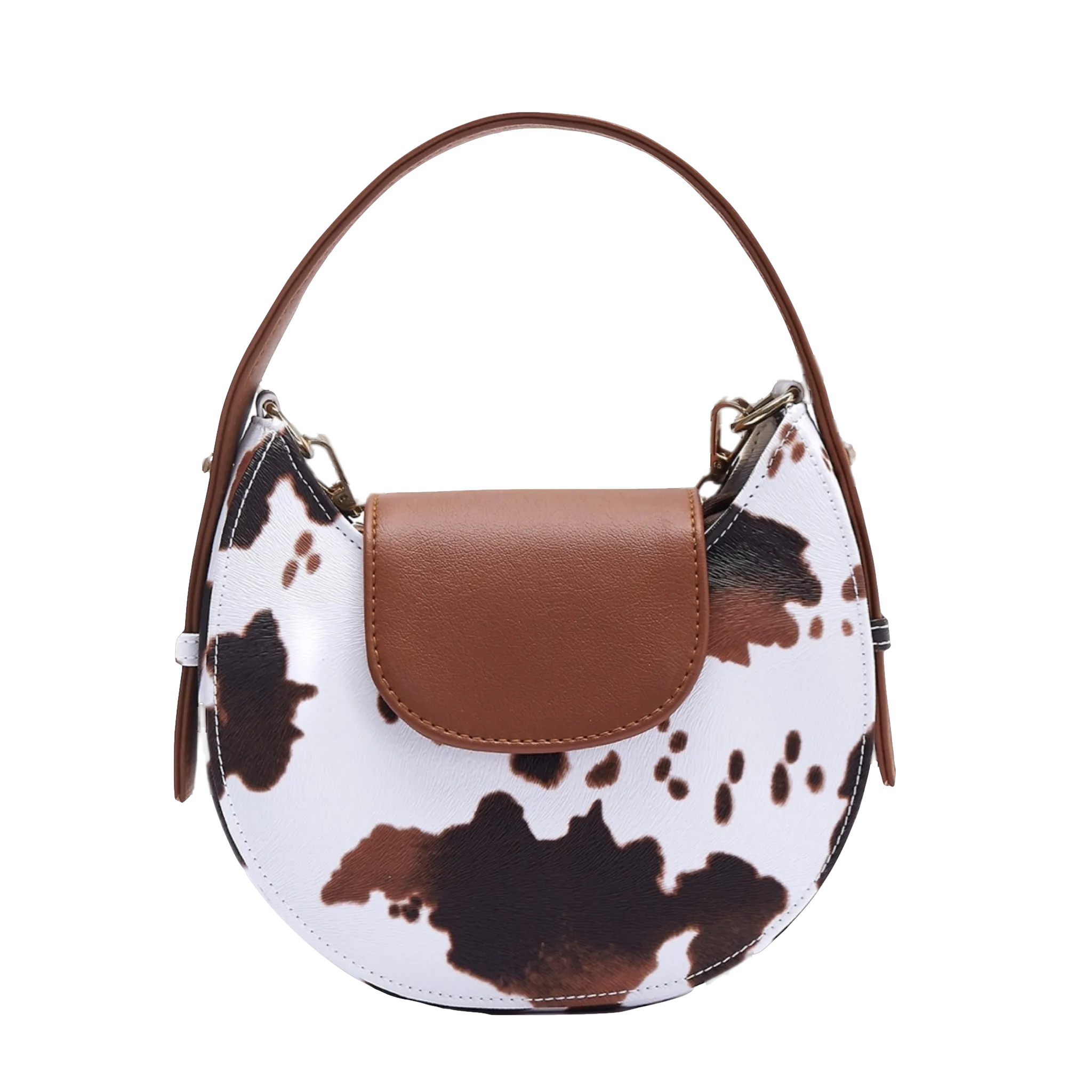 Halfmoon bag with camel print for mowing