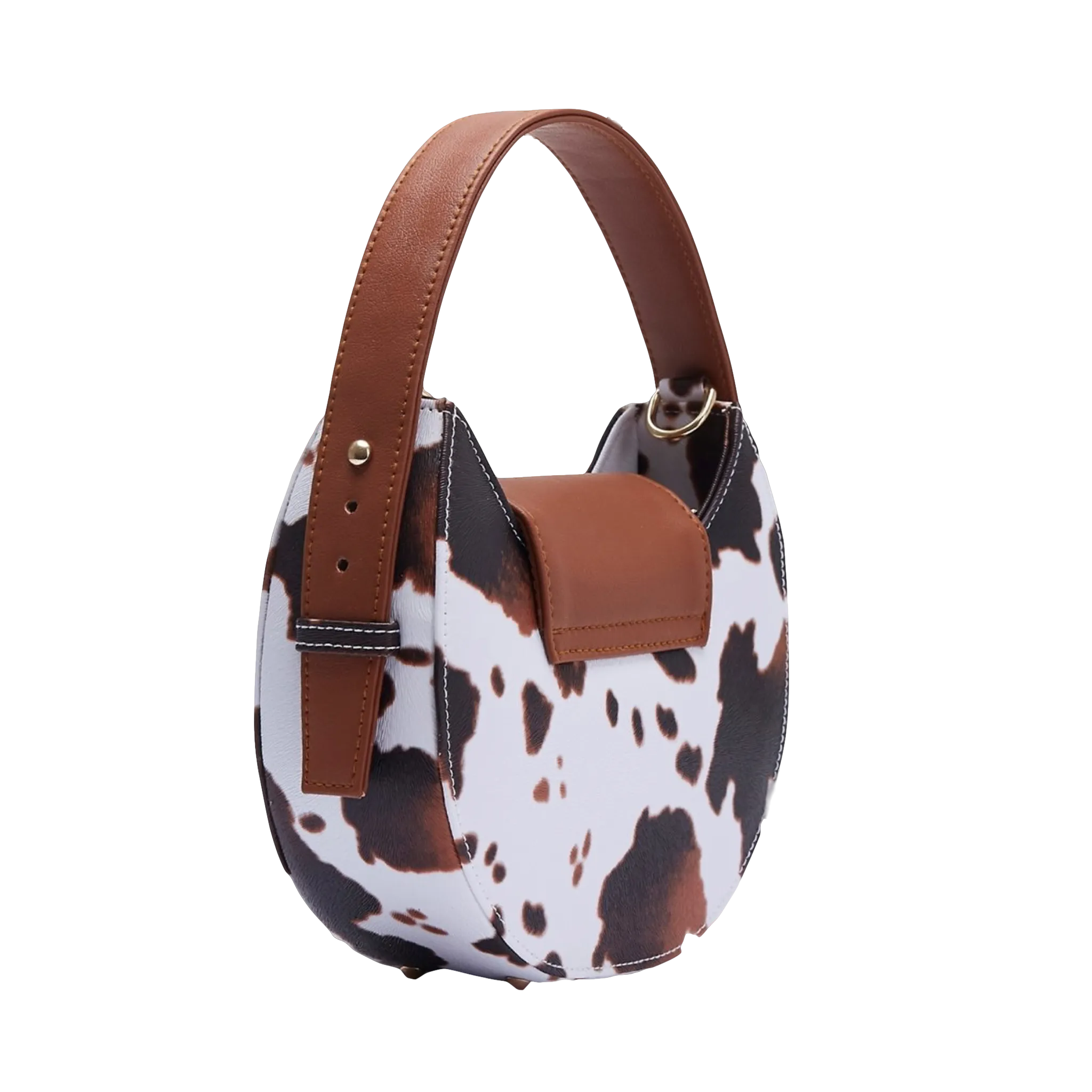 Halfmoon bag with camel print for mowing