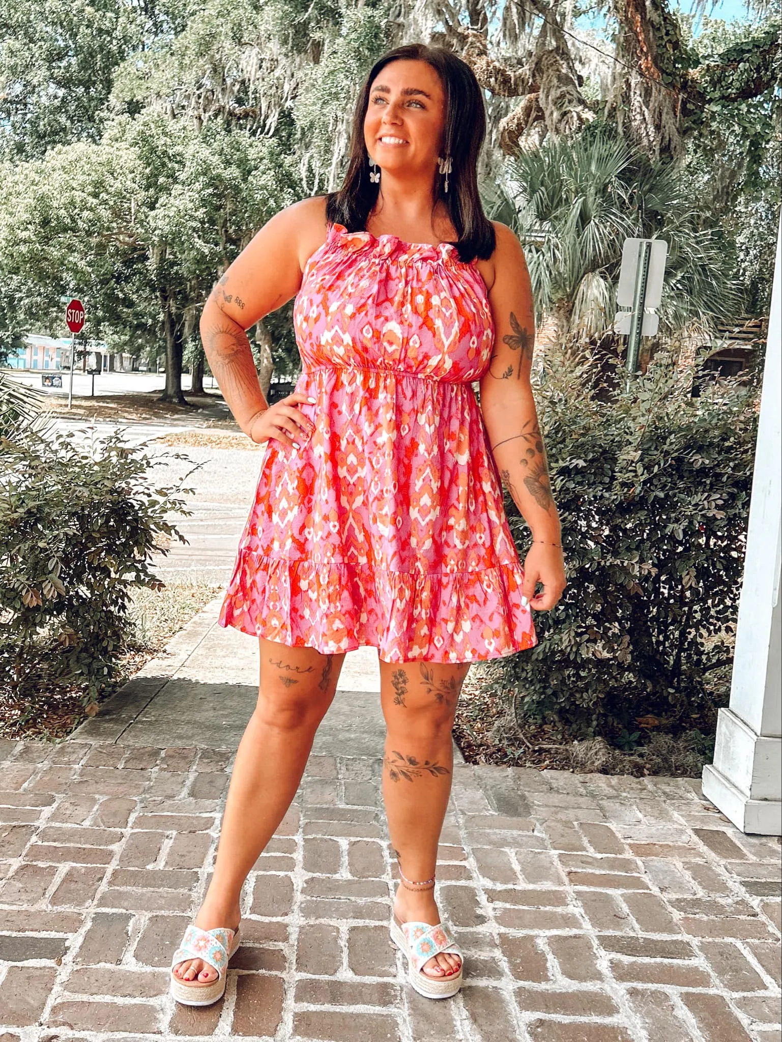 Pink Summer Dress with Stylish Prints