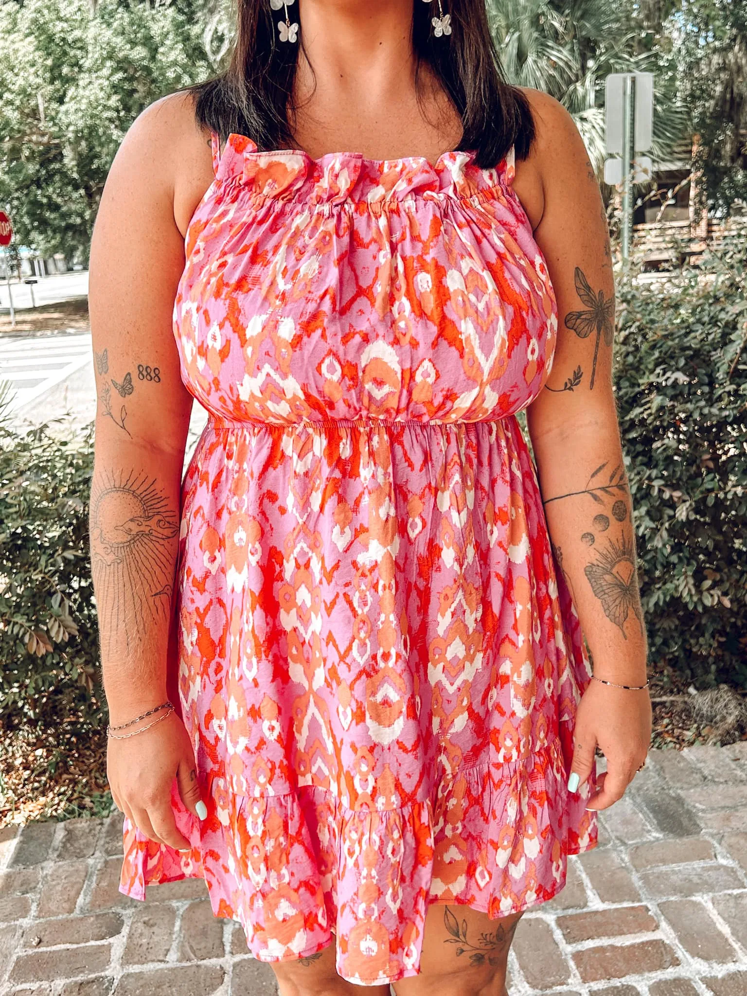 Pink Summer Dress with Stylish Prints