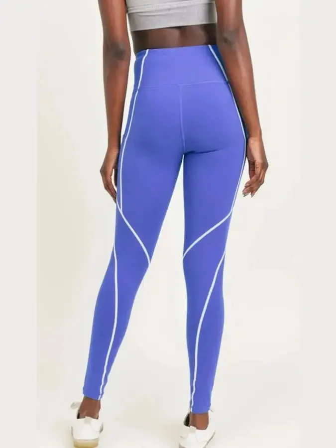 High Waist Leggings with Splice Detail