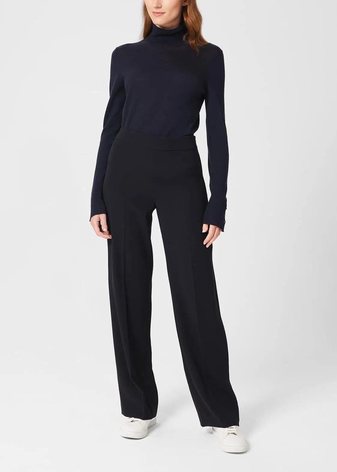 HOBBS Abigail Navy Wide Leg Trousers 0122/8937/9045L00