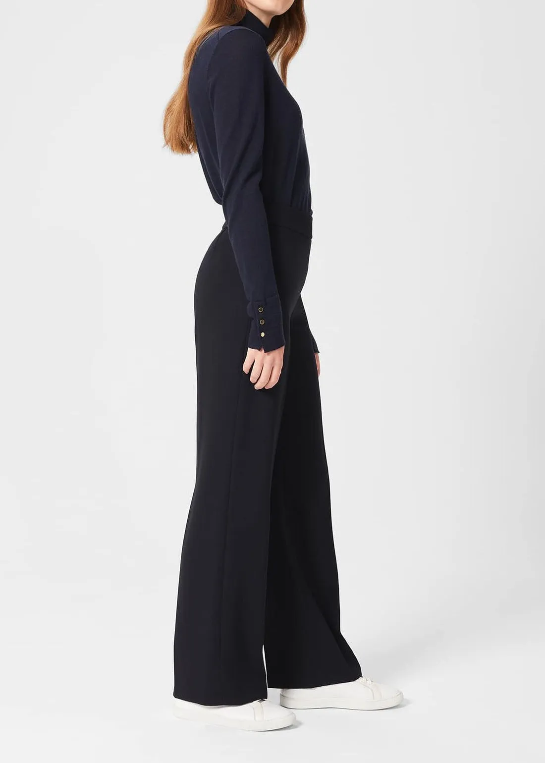 HOBBS Abigail Navy Wide Leg Trousers 0122/8937/9045L00