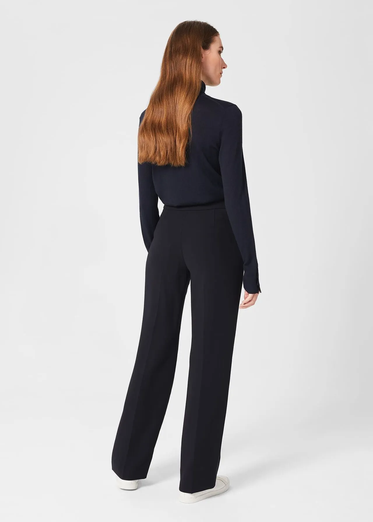 HOBBS Abigail Navy Wide Leg Trousers 0122/8937/9045L00