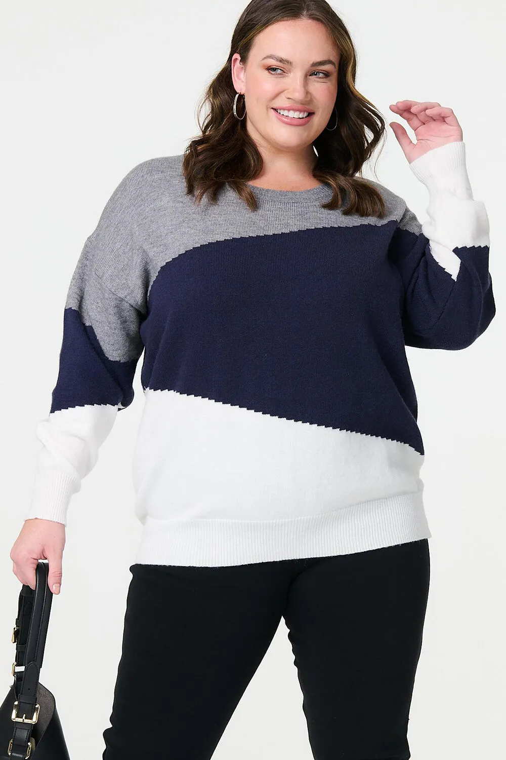 Izabel London Colour Block Relaxed Knit Sweater