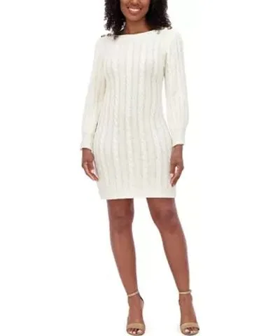 Jessica Howard Women's Long Sleeve Crew Neck Solid Knit Sheath Dress