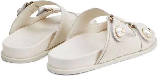 Jimmy Choo Fayence Pearl-Embellished Sandals in White