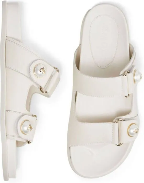 Jimmy Choo Fayence Pearl-Embellished Sandals in White