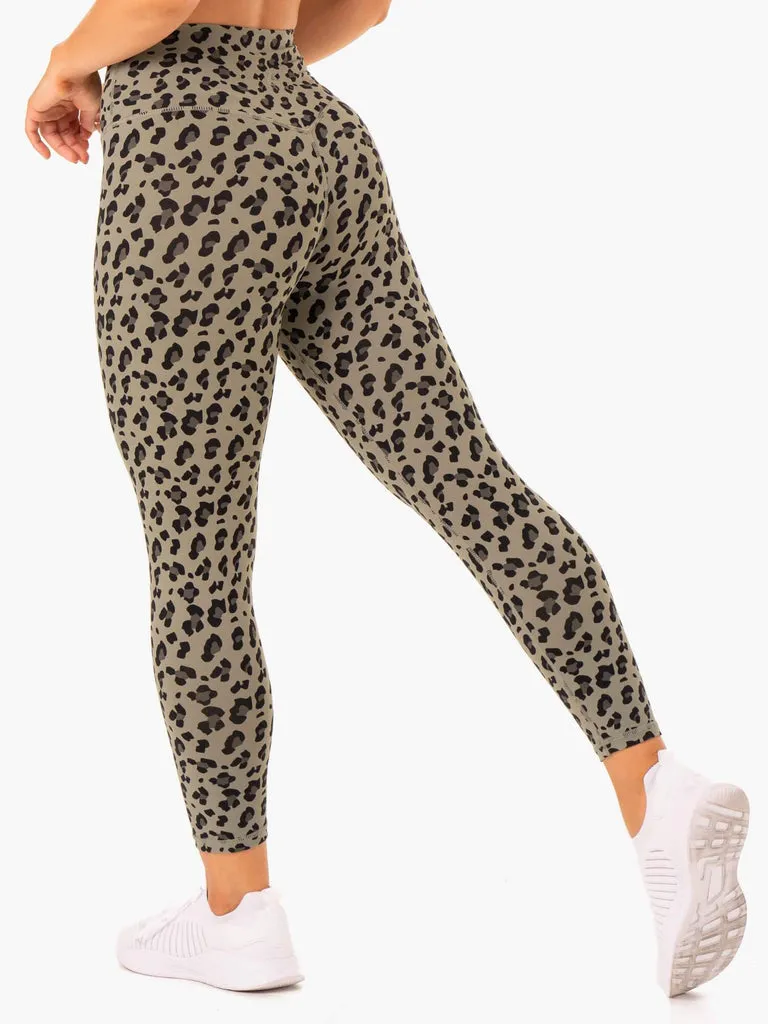 Khaki Leopard Hybrid Leggings Full Length