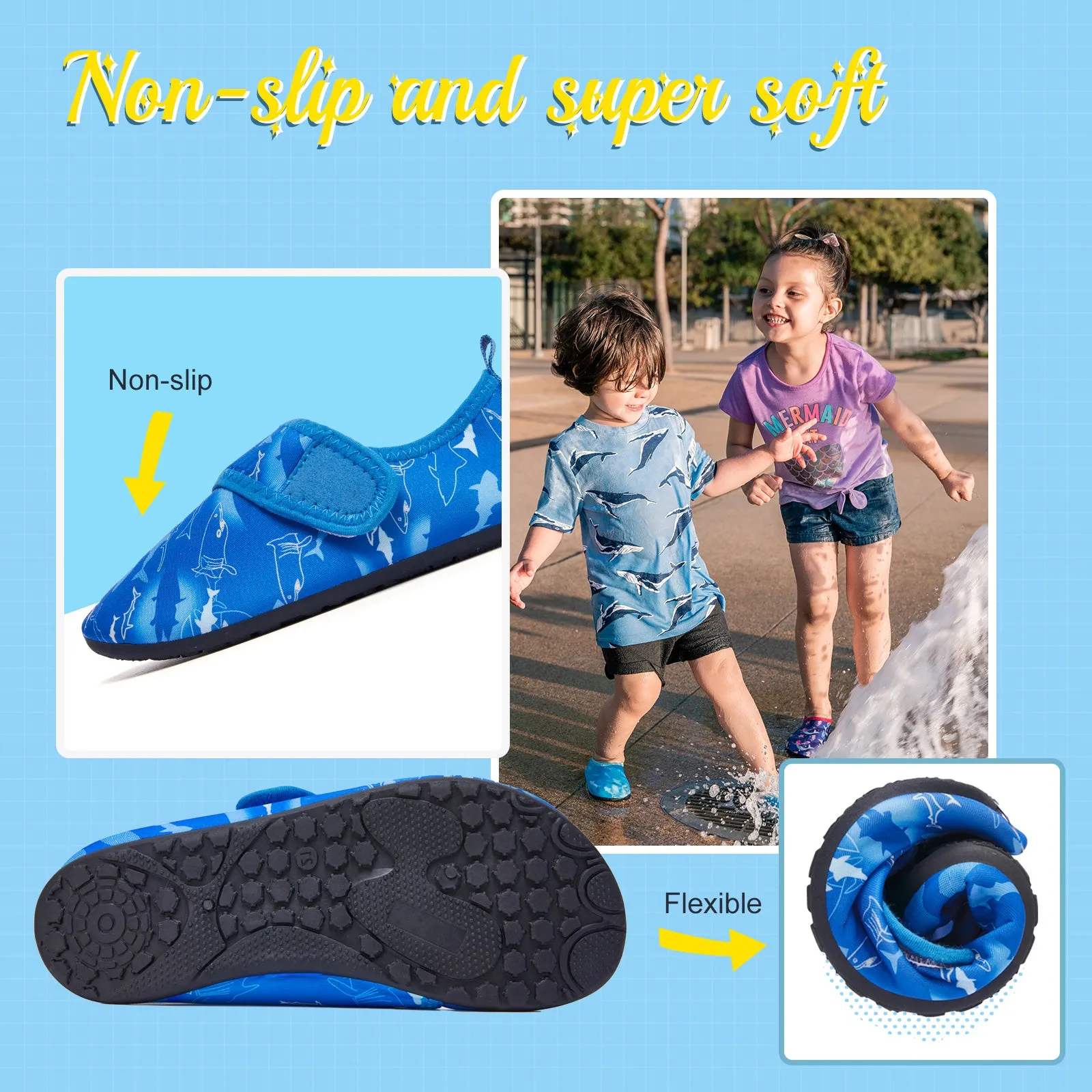 Kids Water Shoes Non-Slip Beach Swim Barefoot Quick Dry Aqua Pool Socks for Boys & Girls Toddler - Hiitave