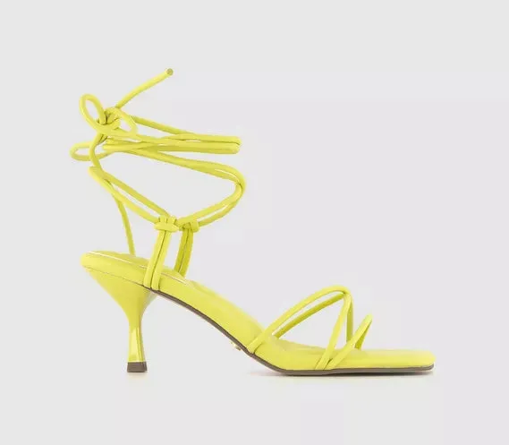 Kitten Heel Sandals Lime Maddox Strappy Knot Office Shoes for Women