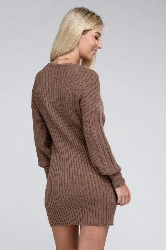 Knit Dress with Cable Pattern