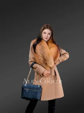 Ladies' Wool Coat Featuring Fox Fur Trim