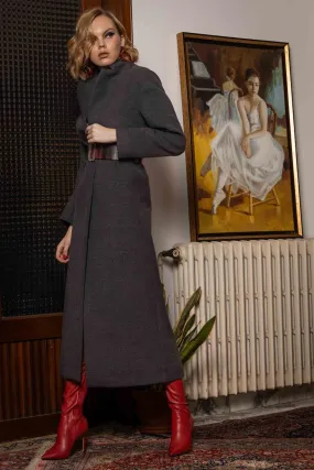 Leather Belt Maxi Coat