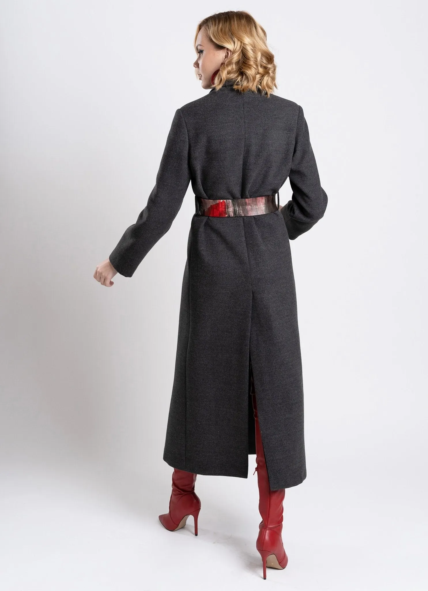 Leather Belt Maxi Coat