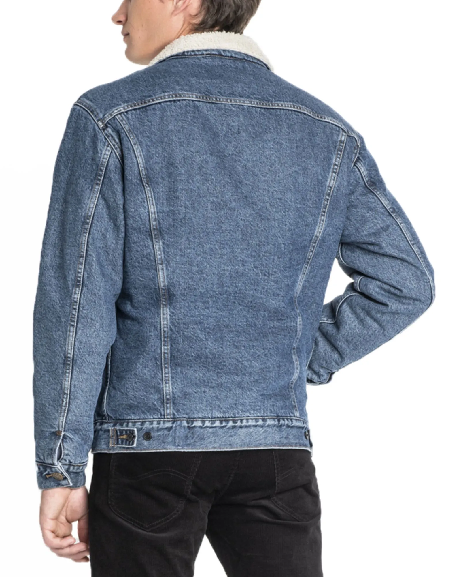 Lee Sherpa Denim Trucker Jacket in Dark Stone