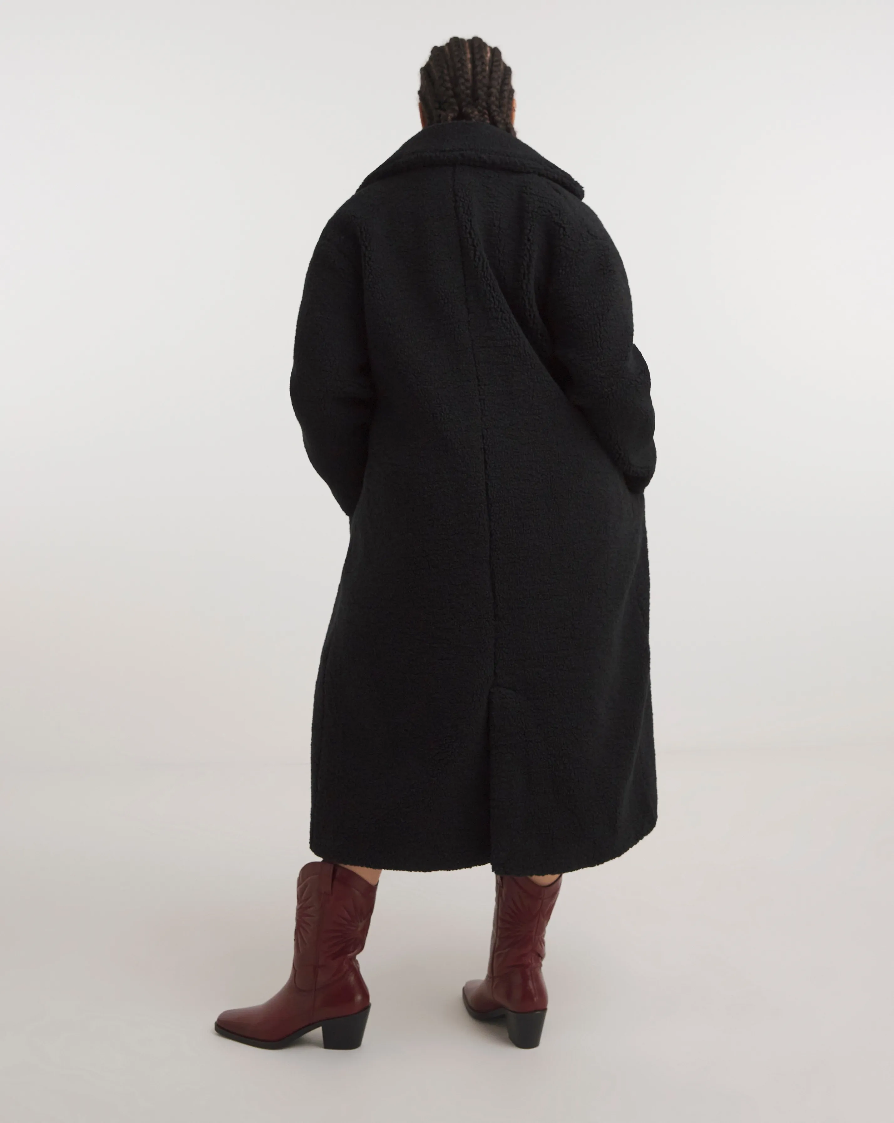 Long Black Teddy Coat at Simply Be