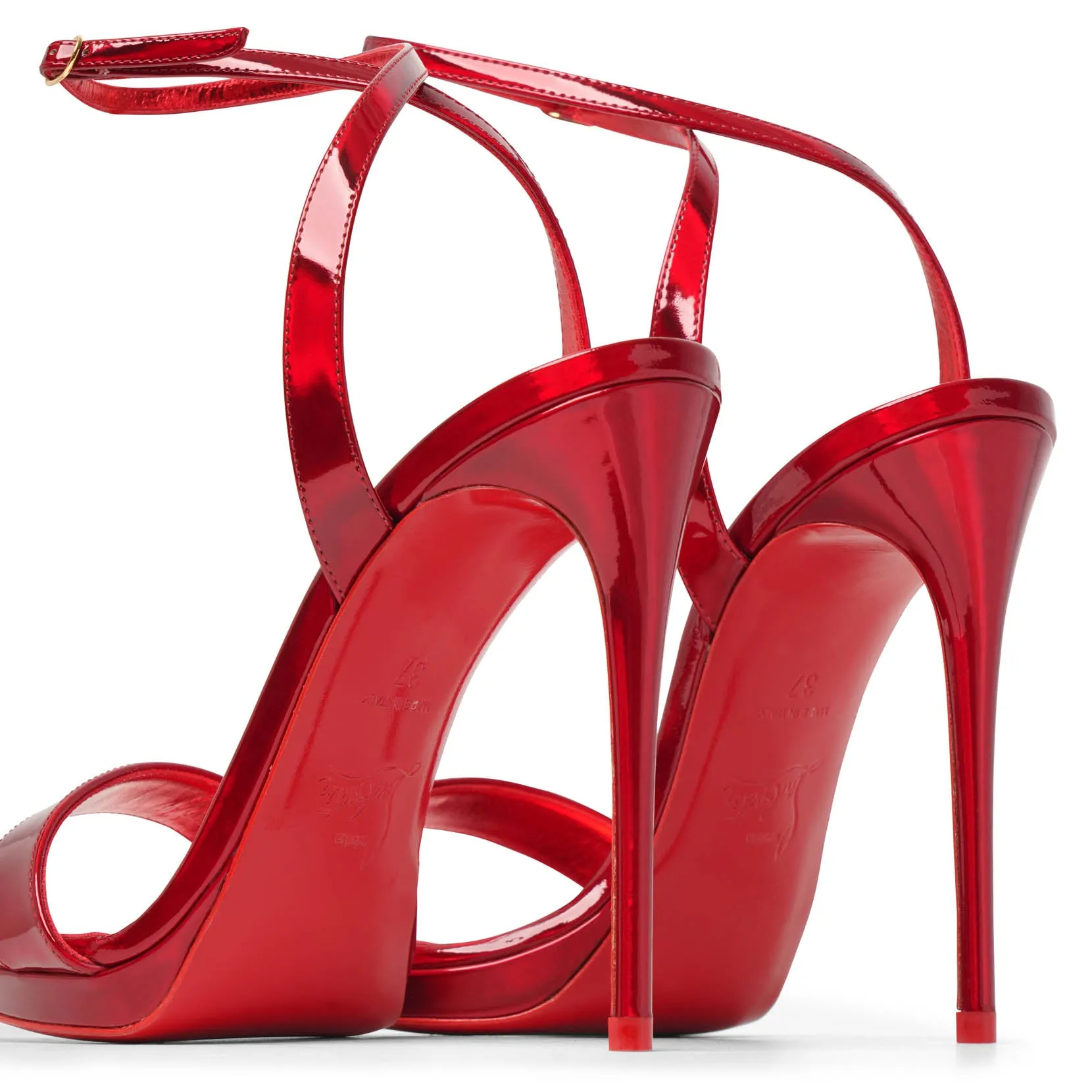 Loubi Queen 120 Red Patent Sandals by Christian Louboutin