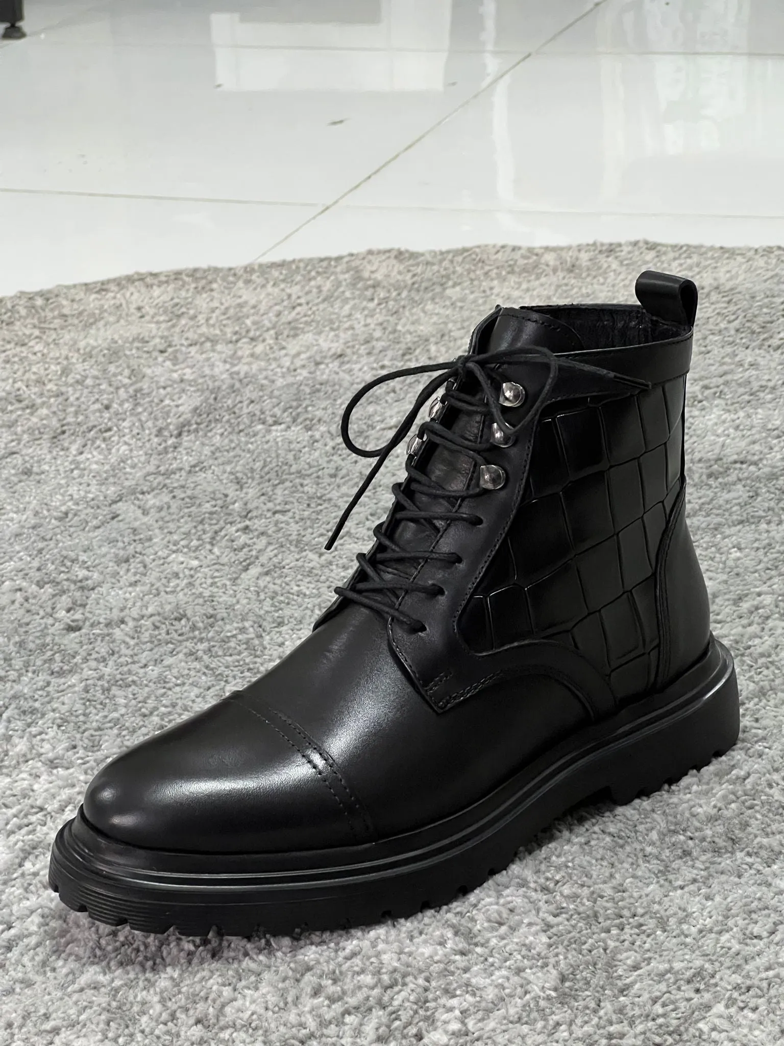 Louis Black Croc Leather Boots with Zipper - Special Edition