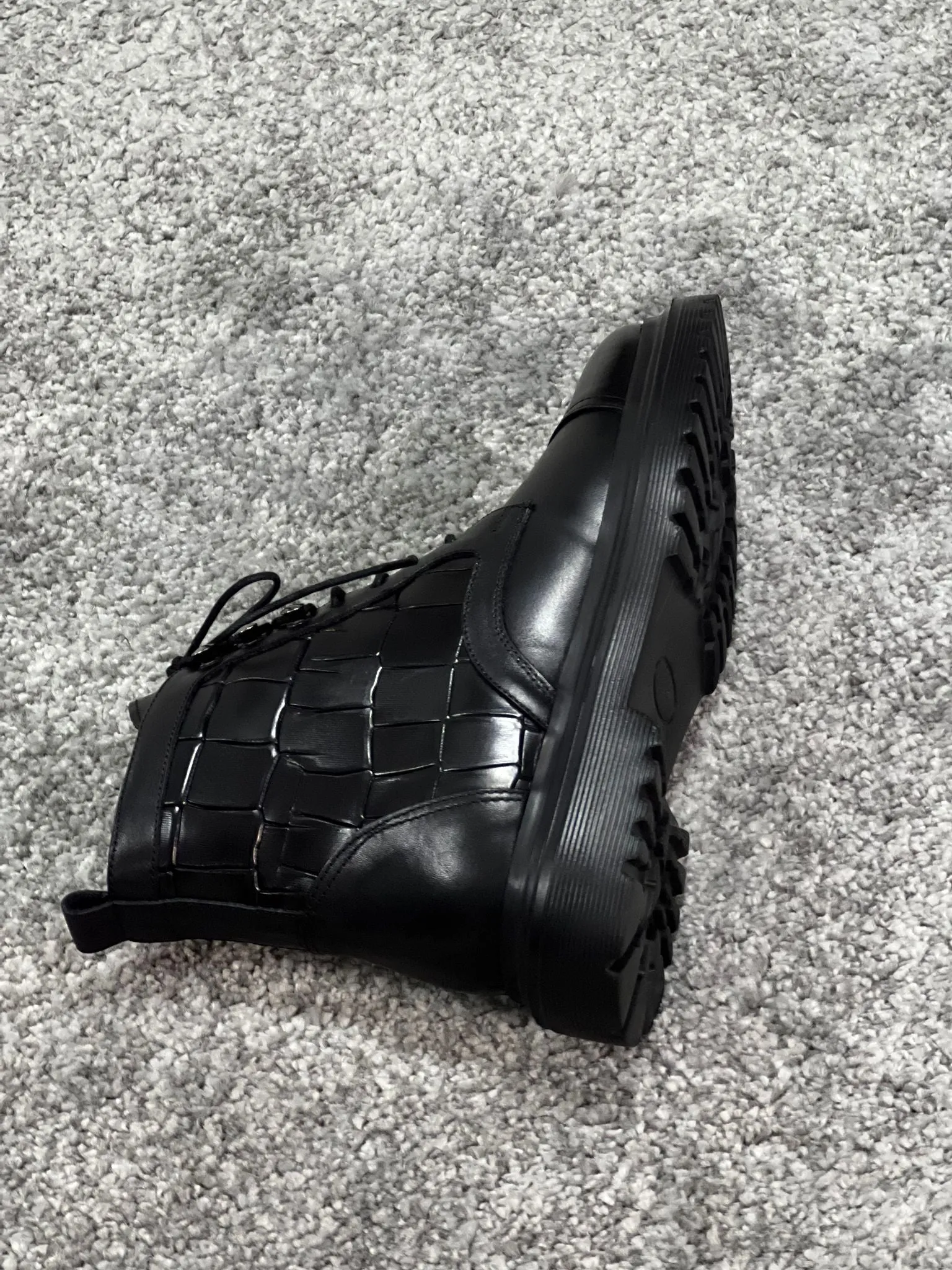 Louis Black Croc Leather Boots with Zipper - Special Edition