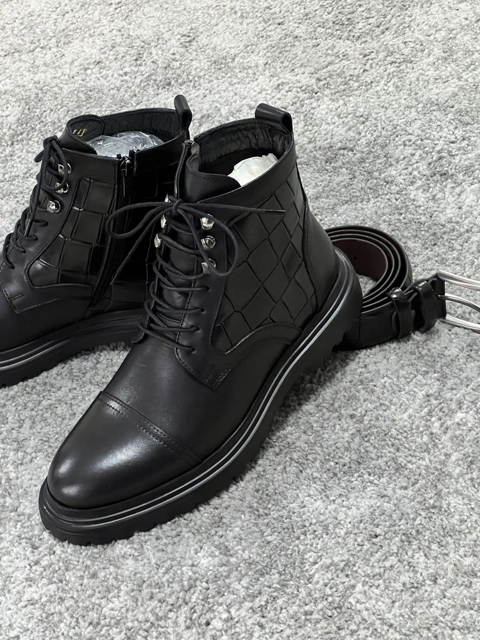 Louis Black Croc Leather Boots with Zipper - Special Edition