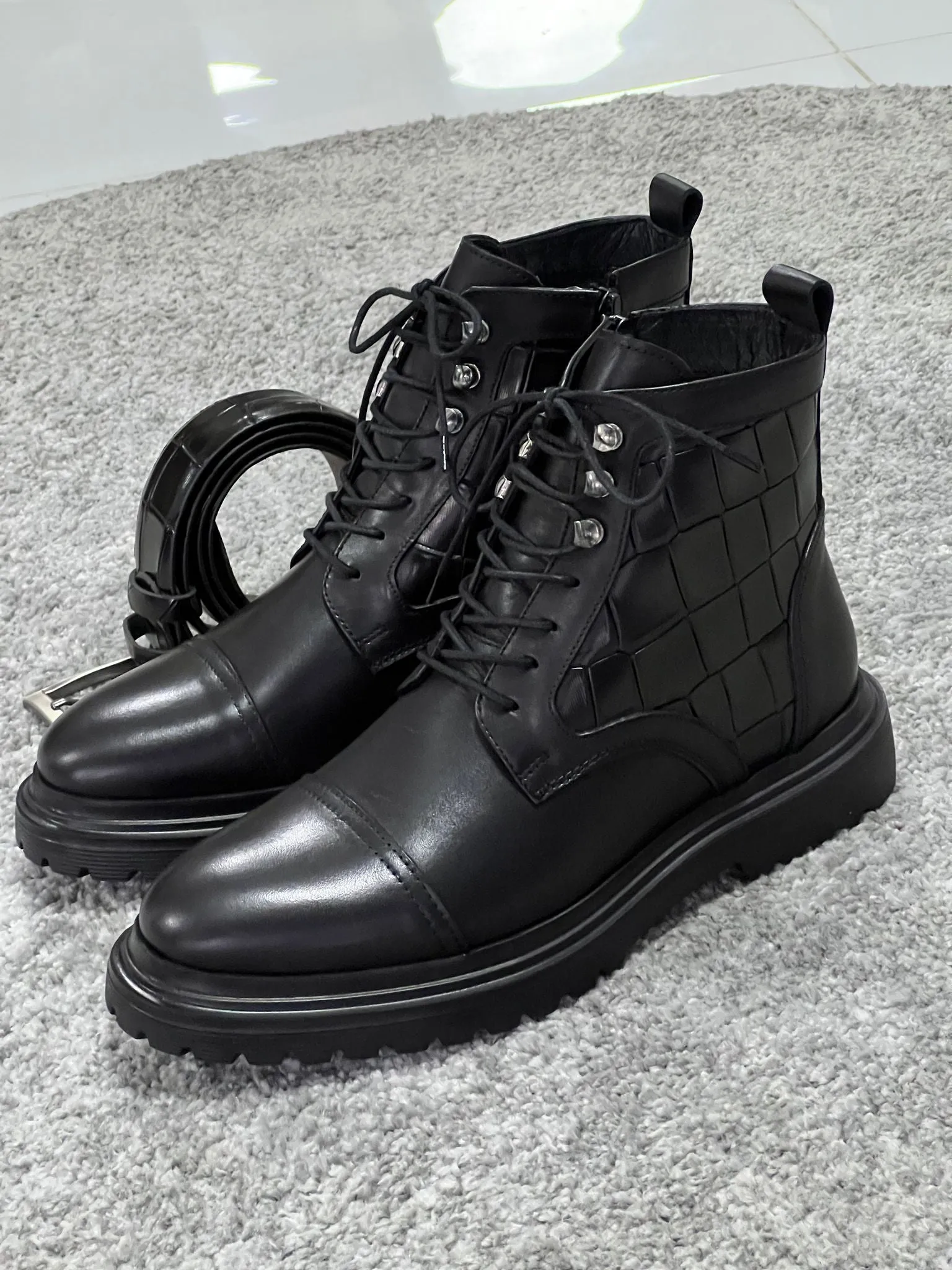 Louis Black Croc Leather Boots with Zipper - Special Edition