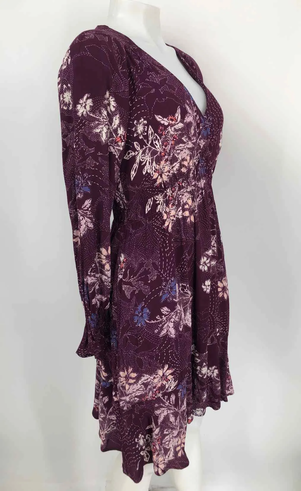 MAEVE - ANTHROPOLOGIE Purple Floral Print Longsleeve Dress