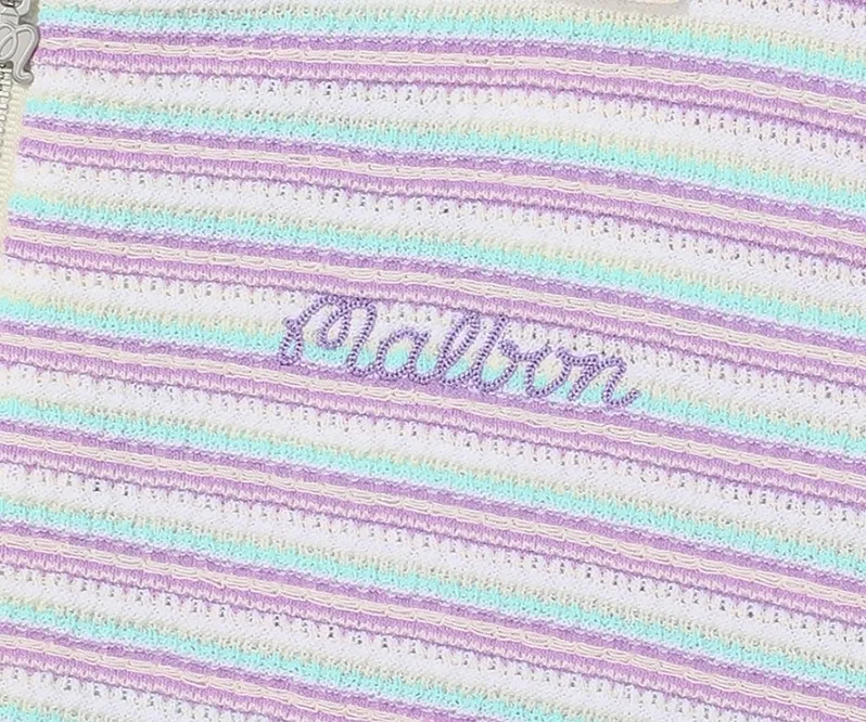 Malbon Golf Striped Short Sleeves Cardigans